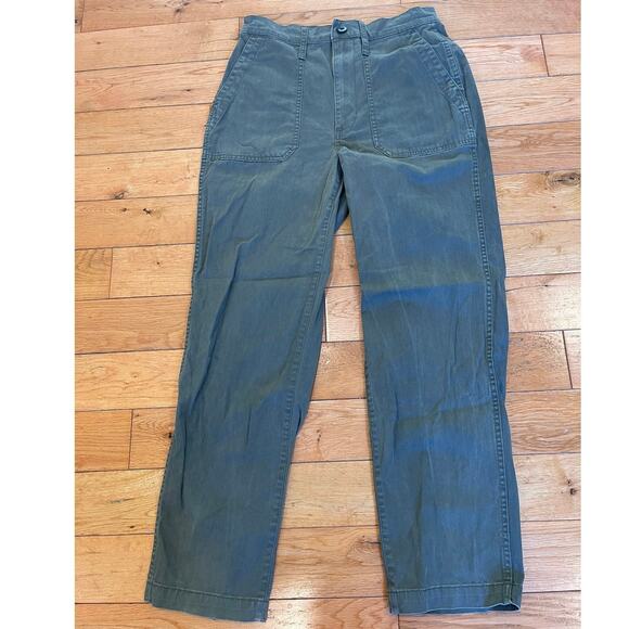 Madewell Griff Tapered‎ Fatigue Cargo Pants 4 Pocket  Ankle Length Olive Size 27 - Picture 1 of 7